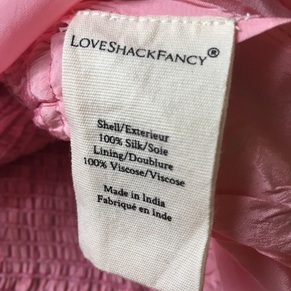 LoveShackFancy Gilded Violet Pink/Gold Gilded Ruffle- Shirred Mini Dress- sz M - Picture 12 of 13